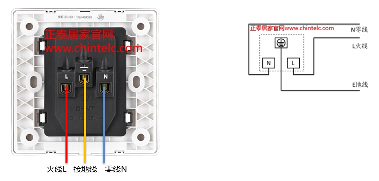插座接线图-正五孔插座